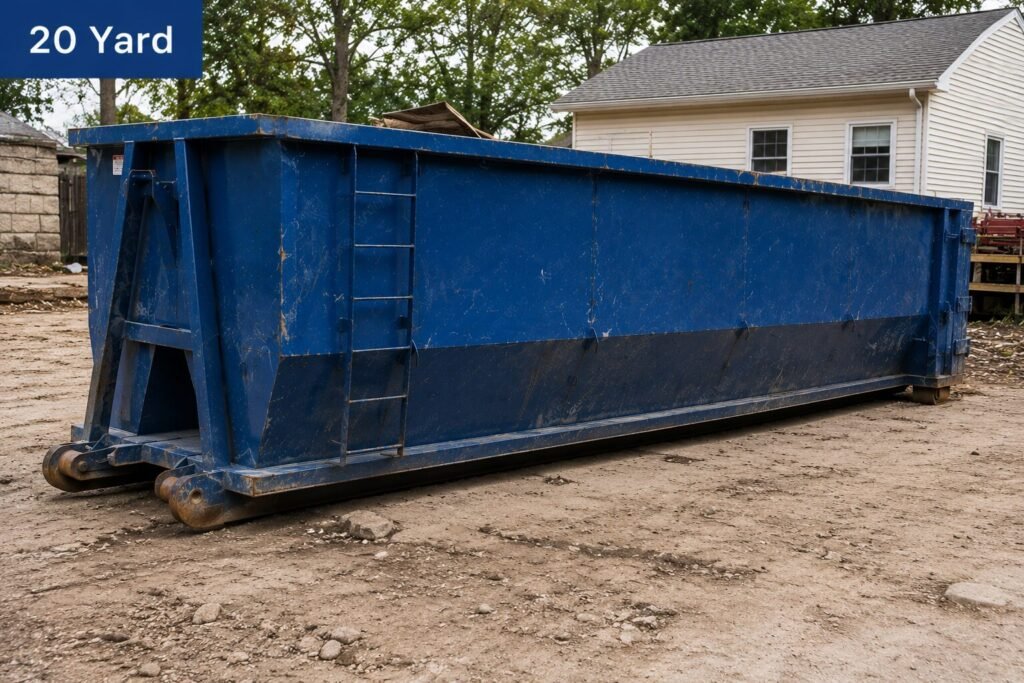 dumpster rental las cruces 20 yard roll-off container with size label